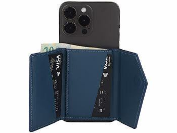 Xcase 2er-Set Kartenhalter & Geldbörse für iPhone, MagSafe, 4 Karten, blau