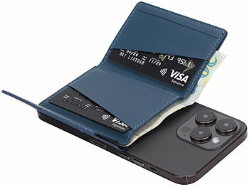 Xcase 2er-Set Kartenhalter & Geldbörse für iPhone, MagSafe, 4 Karten, blau
