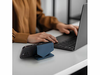 Xcase 2er-Set Kartenhalter & Geldbörse für iPhone, MagSafe, 4 Karten, blau
