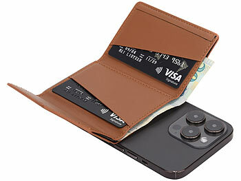 Xcase 2er-Set Kartenhalter & Geldbörse für iPhone, MagSafe, schwarz & braun