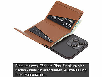 Xcase 2er-Set Kartenhalter & Geldbörse für iPhone, MagSafe, schwarz & braun