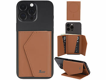 Xcase 2er-Set Kartenhalter & Geldbörse für iPhone, MagSafe, schwarz & braun