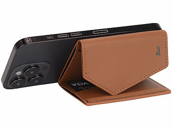 Xcase 2er-Set Kartenhalter & Geldbörse für iPhone, MagSafe, schwarz & braun