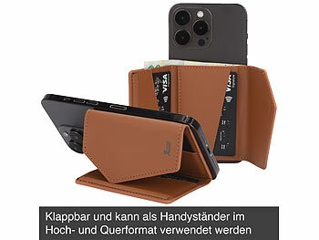 Xcase 2er-Set Kartenhalter & Geldbörse für iPhone, MagSafe, schwarz & braun