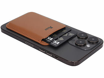 Xcase Kartenhalter für iPhone, MagSafe-kompatibel, 3 Karten, braun