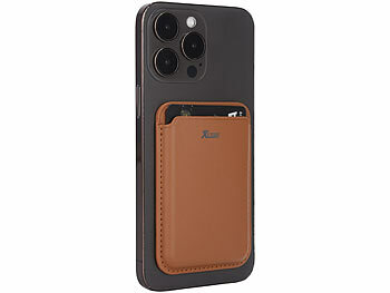 Xcase Kartenhalter für iPhone, MagSafe-kompatibel, 3 Karten, braun