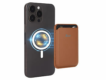 Xcase Kartenhalter für iPhone, MagSafe-kompatibel, 3 Karten, braun