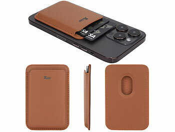 Xcase Kartenhalter für iPhone, MagSafe-kompatibel, 3 Karten, braun