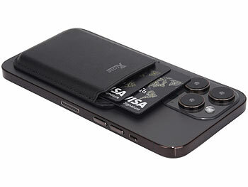 Xcase 2er-Set Kartenhalter für iPhone, MagSafe-kompatibel, 3 Karten, schwarz