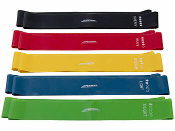 Fitness-Widerstandsband: Speeron 10er-Set Widerstandsbänder, Latex, 5 Stärken, je 60 cm Länge, Tasche