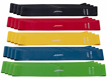 Fitness-Gummibänder: Speeron 20er-Set Widerstandsbänder, Latex, 5 Stärken, je 60 cm Länge, Tasche