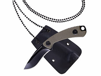 Outdoor-Survival-Messer: Semptec Mini-Survival-Messer mit Schutzhülle inkl. Halskette