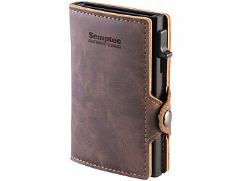 Semptec RFID-Kartenetui mit Münz- und Scheinfach, braun