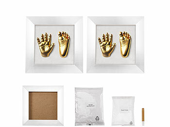 3D-Bilderrahmen: Your Design 2er-Set 3D-Abform-Sets Baby-Hand & Fußabdruck mit Holzrahmen, 24x24 cm 