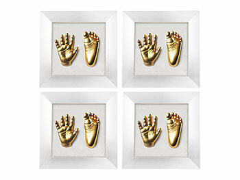 3D-Handabdruckform: Your Design 4er-Set 3D-Abform-Sets Baby-Hand & Fußabdruck mit Holzrahmen, 24x24 cm