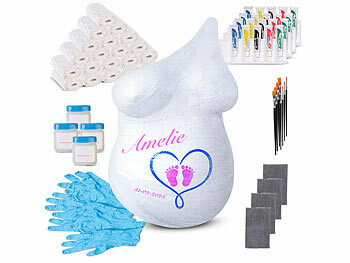 3D Gipsabdruck Set: Your Design 4er-Set Babybauch-Gipsabdruck-Sets mit 5 Acrylfarben und 2 Pinseln