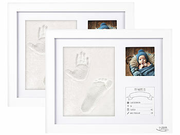 Bilderrahmen Baby: Your Design 2er-Set Gipsabdruck-Set, Baby-Hand & Fußabdruck, Holzrahmen, 28 x 23cm