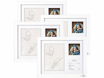 Bilderrahmen Baby 3D: Your Design 4er-Set Gipsabdruck-Set, Baby-Hand & Fußabdruck, Holzrahmen, 28 x 23cm 