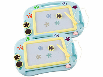 Kinder-Schreibtafel: Playtastic 2er-Set Kinder-Magnet-Maltafel mit Magnetstift und 2 Stempeln, blau