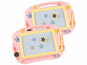 Kinder-Schreibtafeln: Playtastic 2er-Set Kinder-Magnet-Maltafel mit Magnetstift und 2 Stempeln, rosa