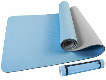 Fitnessmatten rutschfest: newgen medicals 2er-Set doppelseitige TPE-Yoga- & Gymnastikmatten, Tragegurt, 183x61cm