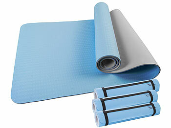 Yoga-Übungsmatte: newgen medicals 4er-Set doppelseitige TPE-Yoga- & Gymnastikmatten, Tragegurt, 183x61cm