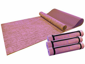 Fitnesszubehör: newgen medicals 4er-Set Jute-Yoga- & Gymnastikmatten, gepolstert, Tragegurt, 183x61 cm