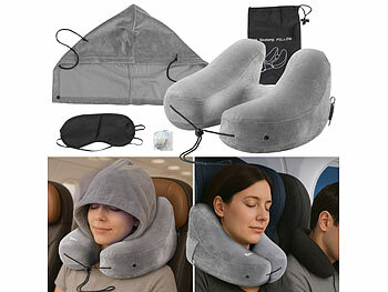 Nackenhoernchen: newgen medicals Aufblasbares Nackenkissen mit abnehmbarer Kapuze, in H Form 