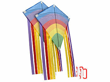 Lenkdrachen: Playtastic 2er-Set Regenbogen-Flugdrachen für Kinder,Einleiner,65x72cm,80m Schnur