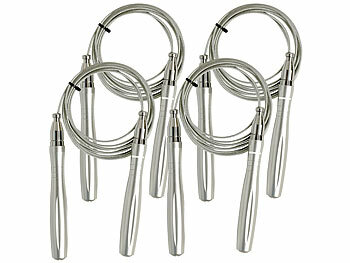 Metall-Springseil: PEARL sports 4er-Set Fitness-Springseile, selbstverriegelndes Kugellagersystem, 3 m 