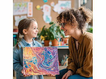 infactory 4er set Wassermarmorierungsfarbe für Kinder, 6 Farben, 20 Blatt Papier