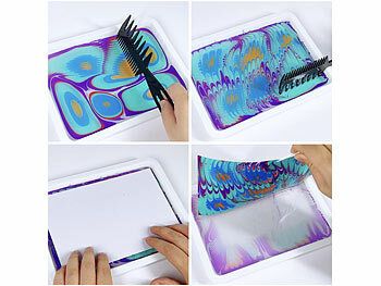 infactory 4er set Wassermarmorierungsfarbe für Kinder, 6 Farben, 20 Blatt Papier