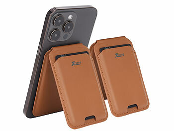 Slimwallet: Xcase 2er-Set Kartenhalter für iPhone, MagSafe-kompatibel, klappbar, braun