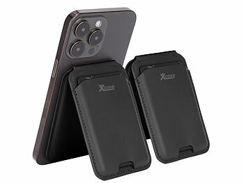MagSafe Geldbörsen: Xcase 2er-Set Kartenhalter für iPhone, MagSafe-kompatibel, klappbar, schwarz