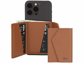Visitenkartenmappe: Xcase 2er-Set Kartenhalter & Geldbörse für iPhone, MagSafe, 4 Karten, braun 