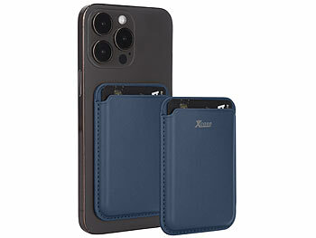 Visitenkartenetuis: Xcase 2er-Set Kartenhalter für iPhone, MagSafe-kompatibel, baltischblau