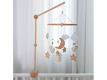 Playtastic Baby-Mobile mit Sternen, Wolken und Schafen &Holz Baby Mobile Halterun 