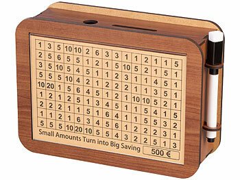 infactory Motivations- & Ziel-Spardose aus Holz mit Stickern und Markern