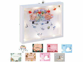 Geburtstags-Spardose: infactory 8in1-3D-Bilderrahmen-Spardose mit Licht, Acrylglas 