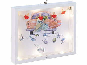 Geburtstags-Spardose: infactory 8in1-3D-Bilderrahmen-Spardose mit Licht, Acrylglas