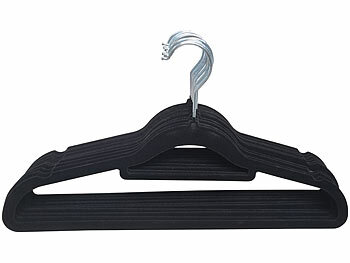 PEARL 60 rutschfeste Samt-Kleiderbügel, Clips, 4,5 kg Tragkraft, schwarz
