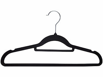 Samt-Kleiderbügel mit Krawattenhalter, Verbindungshaken & Clips