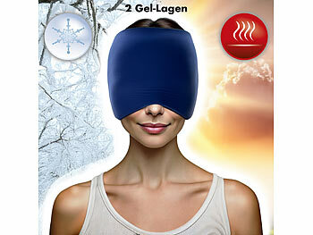 Migräne-Linderungsmasken: newgen medicals 360°-Migräne-Maske zum Kühlen und Wärmen, 2 Gel-Lagen, blau 