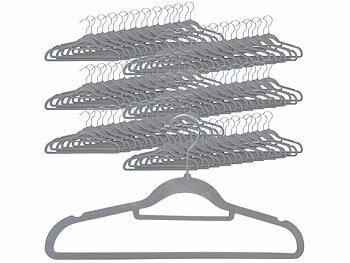 Raumspar-Kleiderbügel: PEARL 120 rutschfeste Samt-Kleiderbügel, 4,5 kg Tragkraft, dunkelgrau