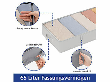 infactory 8er-Set Faltbare Unterbett-Aufbewahrungstaschen mit Tragegriffen, 65 l