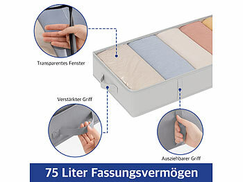 infactory 8er-Set Faltbare Unterbett-Aufbewahrungstaschen mit Tragegriffen, 75 l