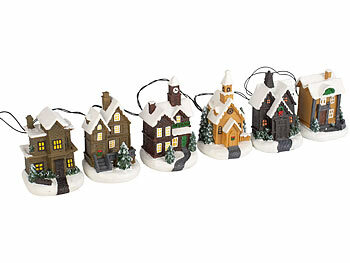 infactory 25-teiliges Deko-Weihnachtsdorf mit 6 LEDs, Versandrückläufer