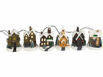 infactory 25-teiliges Deko-Weihnachtsdorf mit 6 LEDs, Versandrückläufer