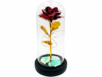Lunartec Ewige rote Rose unter Glas mit LED-Licht, 21,5 cm, in Geschenktasche