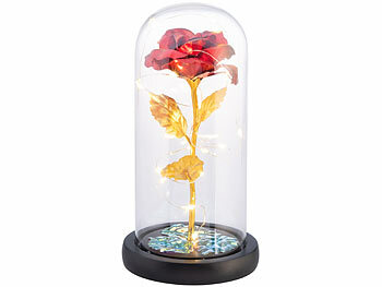 Lunartec Ewige rote Rose unter Glas mit LED-Licht, 21,5 cm, in Geschenktasche
